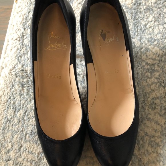 Christian Louboutin Shoes - Christian Louboutin Black Leather Simple Pumps Size 37.5 (7.5 US)